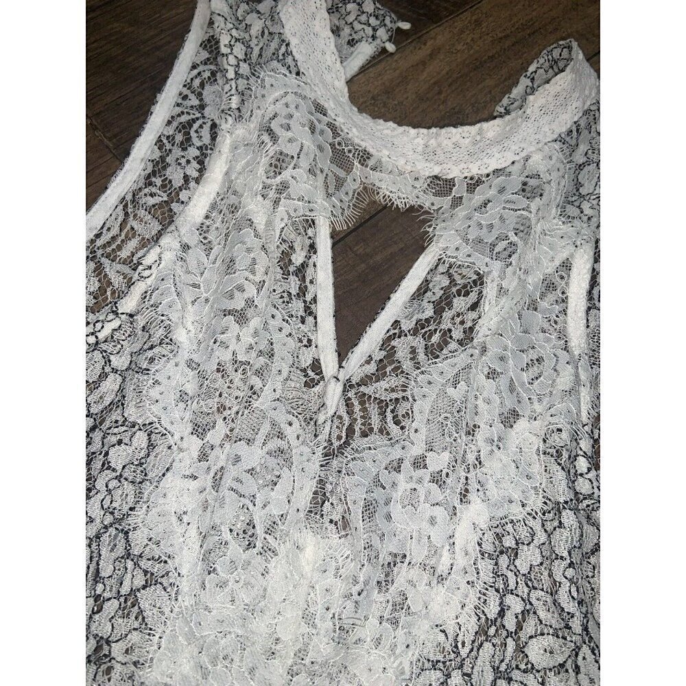 free people tell tale Tunic /dress S 122$ Nwot fall casual lace boho white black - Picture 6 of 9